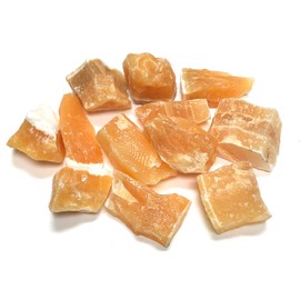 Zentron Crystal Collection: Rough Orange Calcite Stones with Velvet Bag - Large 1" Natural Bulk Rocks for Tumbling, Wire Wrapping, Polishing, Wicca and Reiki (1/2 Pound)