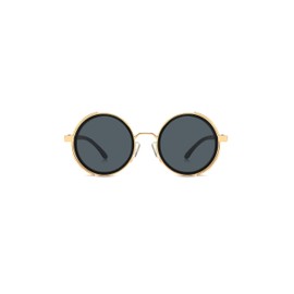 Technigadgets Rowan Steampunk Round Sunglasses Metal Vintage Retro Side Shield Gift For Men Women UV400 Outdoor Fashion Eyewear UV Protection Gold/Black