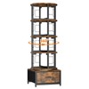 Housolution 5 Tier Rotating Bookshelf Tower with Storage, Rustic Brown