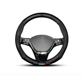 Cubierta De Volante De Fibra De Carbono，Funda para Volante de Auto，Funda de Cuero para Volante de Coche Funda Antideslizante Transpirable (Volkswagen 