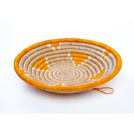 Medium Mwangaza 10” Rwanda Basket Woven Bowl Sisal & Seagrass Basket Yellow/Tan Brown