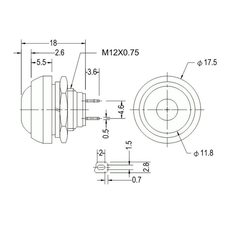 Push Button Round Button 12 mm DIY Pressure Switch AC