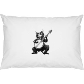 2 x 'Funny Cat Playing Banjo' Cotton Pillow Cases (PW00040759)