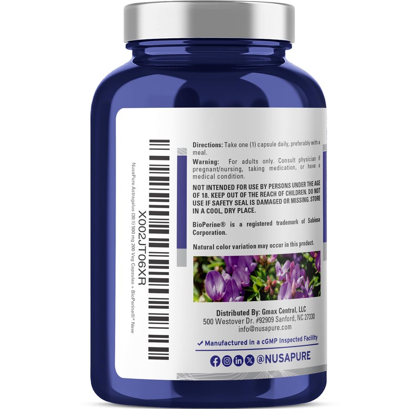 NusaPure Astragalus Root 30:1 Extract, 500 mg Equivalent to 15,000