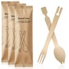 30 Sets Interlocking Bamboo Forks and Spoons, Bamboo Forks Spoons