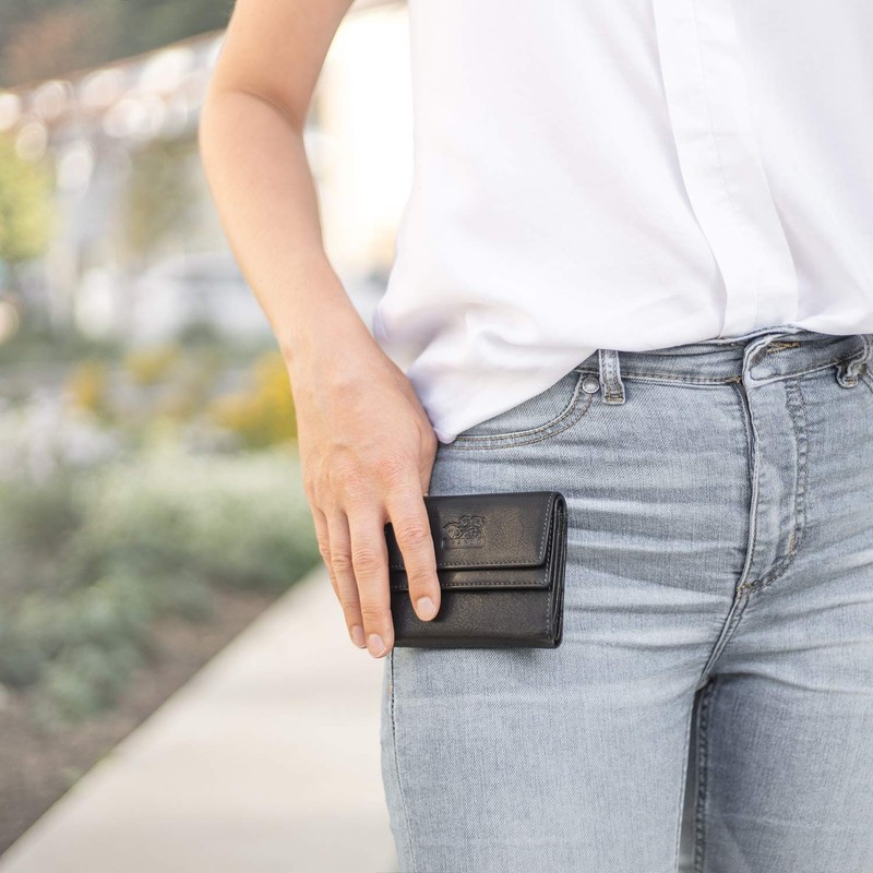 Branco 35250 Women's Small Wallet Genuine Leather Black, black, Classic