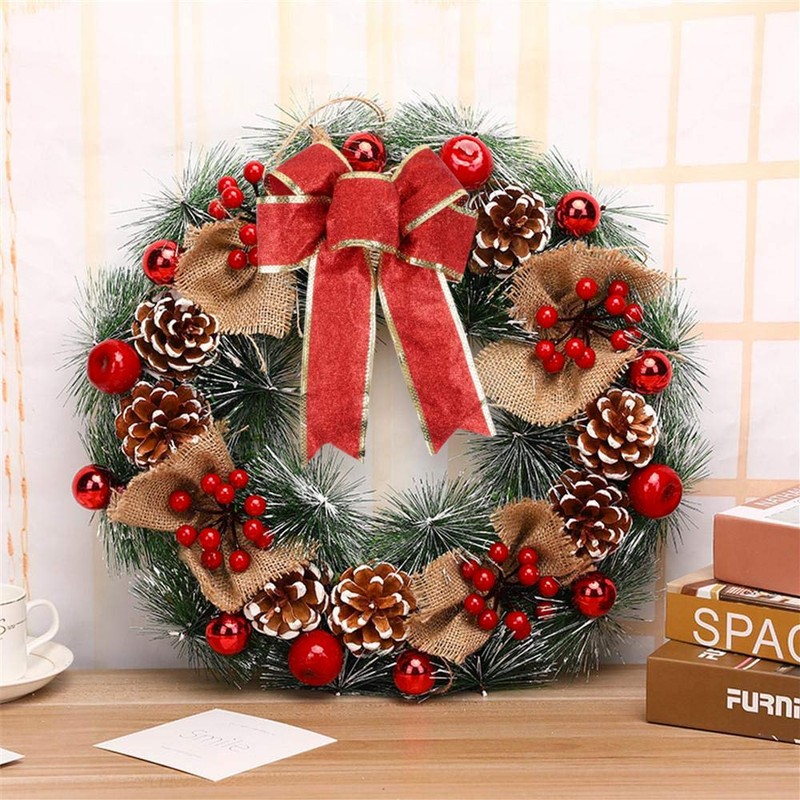 VINFUTUR 5pcs Large Christmas Bows Glitter Red Christmas Tree Decoration