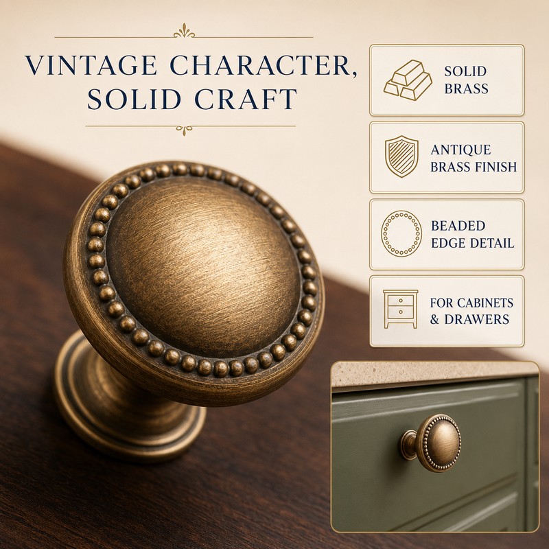 Antique Brass Cabinet Knobs and Drawer Pull Handles, Vintage Zinc