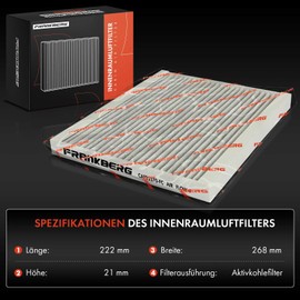 Frankberg 2 x Cabin Air Filter with Activated Carbon Compatible with Mito 955 Nemo Box AA Nemo Estate Doblo Cargo 263 Fiorino MPV 225 Grande Punto 199 Replace# 55702468