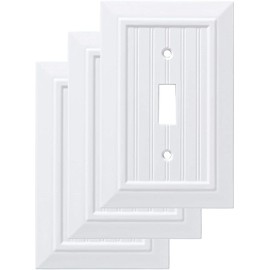 Franklin Brass W35265V-PW-C Classic Beadboard Single Switch Wall Plate/Switch Plate/Cover (3 Pack), Pure White