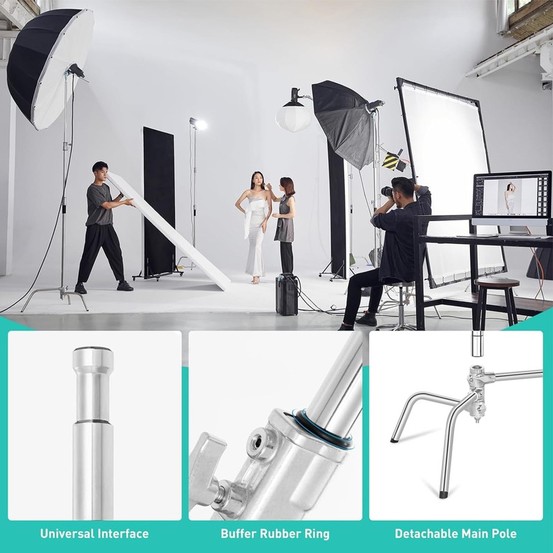 Lapgood Stainless Steel Heavy Duty C-Stand with Boom Arm,10.8ft/330cm Adjustable