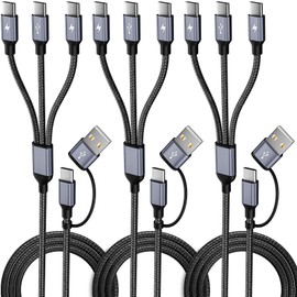 MPATIBY 4 in 2 USB C Splitter Multi Charging Cable with 3 Type-C Port(2Pack 4FT Black)