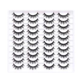 Azenlo False Eyelashes 20 Pairs Wispy Lashes Faux Mink Lashes 14mm 3D Fluffy Cat Eye Lashes （style 20-068)