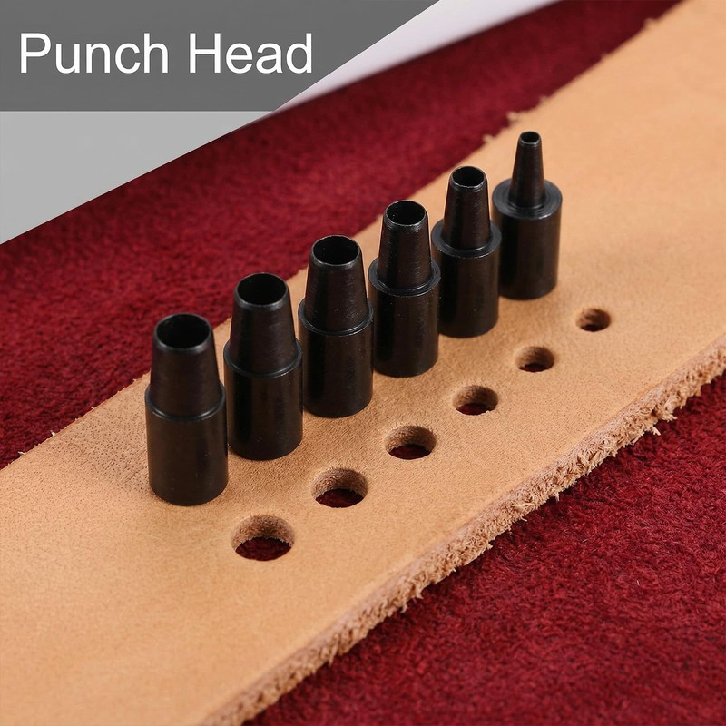 Leather Hole Punch, Adjustable Japanese Screw Punch with Wooden Handle,