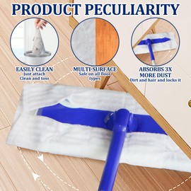 Uoxmiy 60 Pcs Disposable Dusting Cloths, Dry Sweeping Cloths Pads Duster Refills Compatible with Flash Speedmop for Floor Mopping and Cleaning