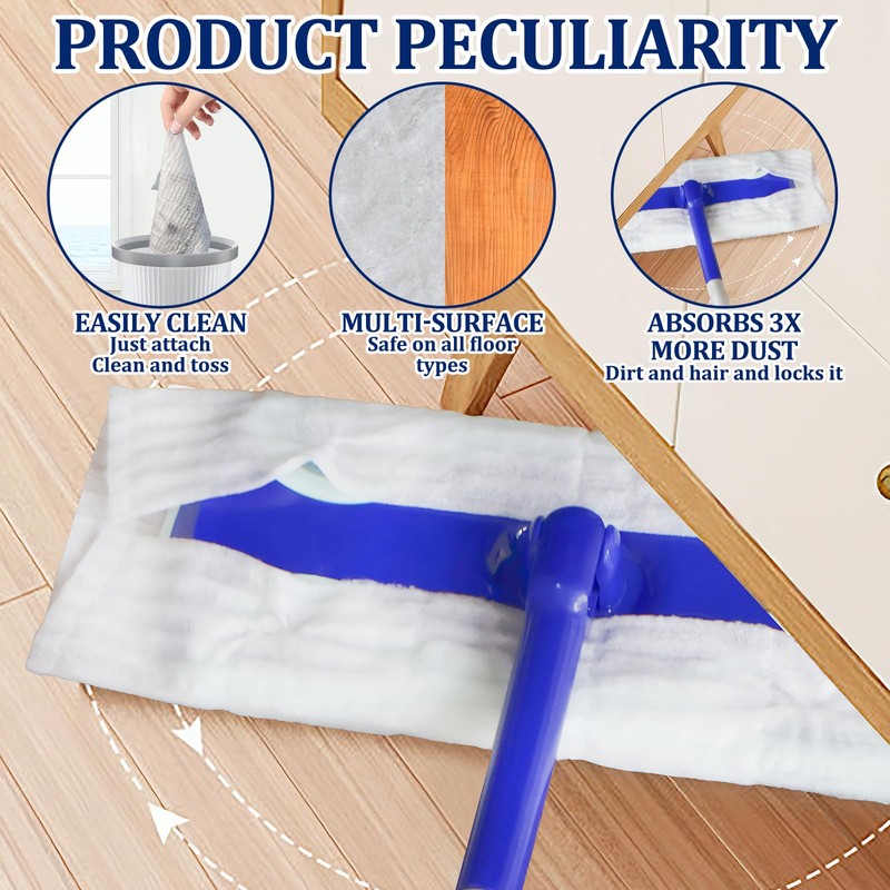 Uoxmiy 60 Pcs Disposable Dusting Cloths, Dry Sweeping Cloths Pads