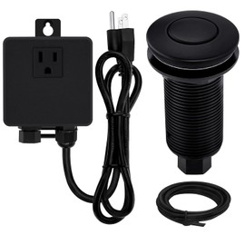 Garbage Disposal SinkTop Air Switch Kit with Long Button,Brass Made Cover,UL,Matte Black