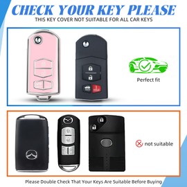 MILD EAST for Mazda Key Fob Cover, 4 Buttons Remote Car Key Cover Compatible with Mazda 3 6 8 CX-3 CX-5 CX-7 CX-9 Miata MX-5 RX-8 (Silver-Pink)
