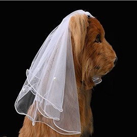 Pet Wedding Veil Cat Dog Bridal Flower Headdress Dog Weddings Parties Hair Accessories for Small Medium Large Dog (1: White)