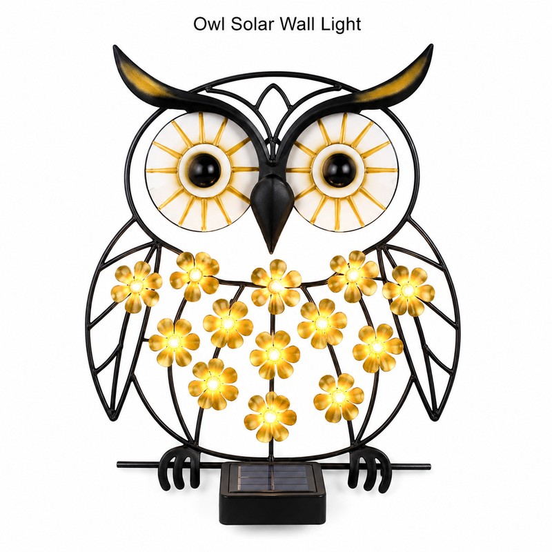 Owl Solar Wall Light for Outdoor Decor – Weatherproof Metal