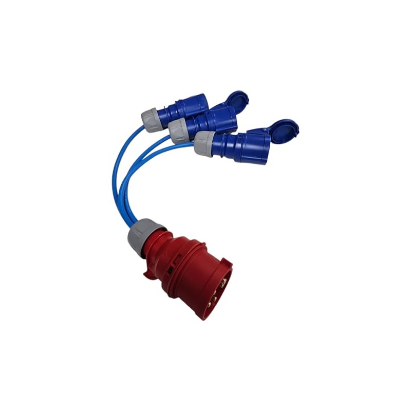 UK Made 3-Phase to 230V 16Amp 3-Way Break-Out Cable CEE