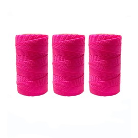 Mabellumia 3 Rolls Mason Line String Line #18 Braided Nylon String,Nylon Twine Construction String Building Line for Gardening or Masonry Tools,Landscaping, Fencing,DIY Project (250FT,Pink)