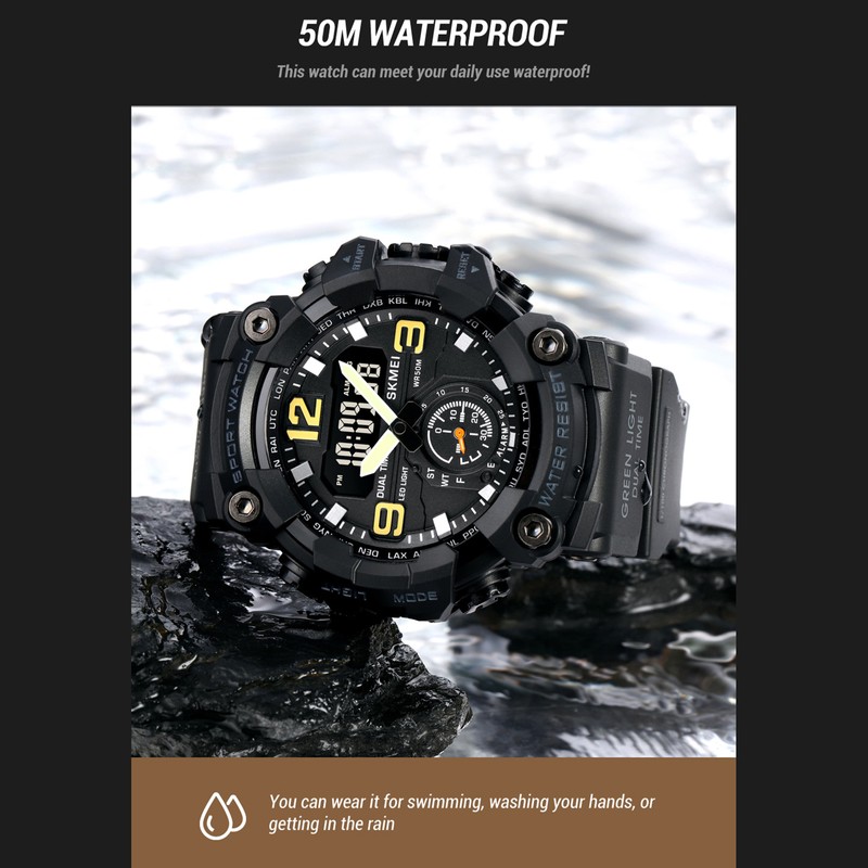 SKMEI 1965 Men Watch Professional 30M Water Resistant Double Display