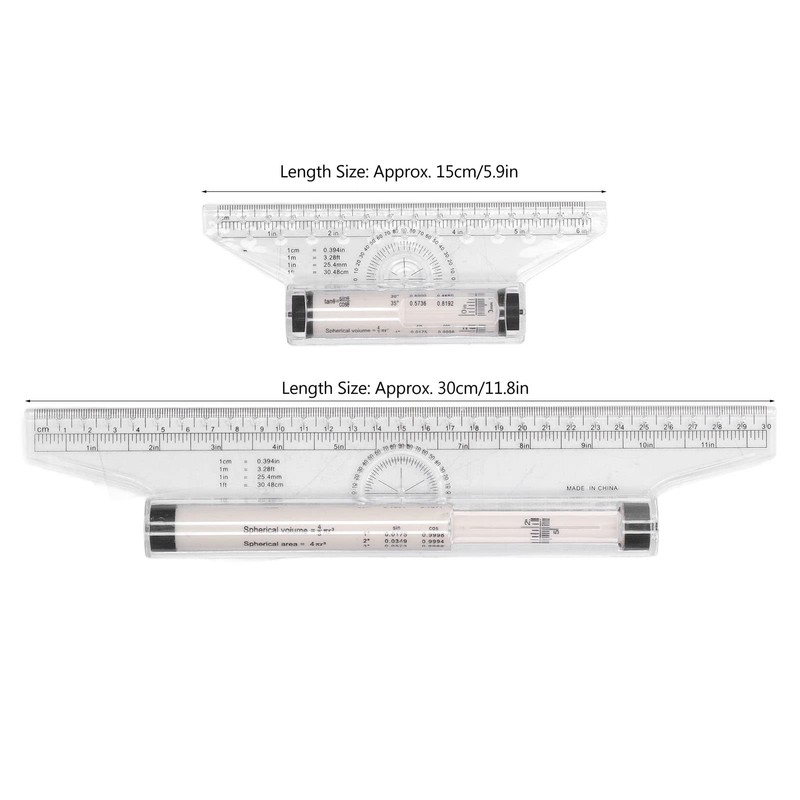 Measuring Rolling Ruler, 5 Pieces 6 Inch 12 Inch Clear