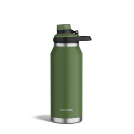 CoolKeeps Insulated Water Bottle 34 oz with Fixable Lid for Sport Travel Gym Stainless Steel Water Bottle, BPA-Free Double Wall Vacuum Metal Flask Bottle Leak Proof (Green)