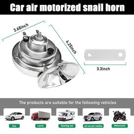Ohleats 1 PCS Super Loud Car Horns, 12V Waterproof Air Horns Electric Snail Horn, 300DB Train Horns for Vehicle, Motorcycle, Truck, Bike, Boat, Universal Car Accessories (Silver-1PCS)