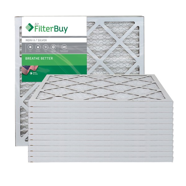 Filterbuy 20x20x1 Air Filter MERV 8 Dust Defense (12-Pack), Pleated HVAC AC Furnace Air Filters Replacement (Actual Size: 19.50 x 19.50 x 0.75 Inches)