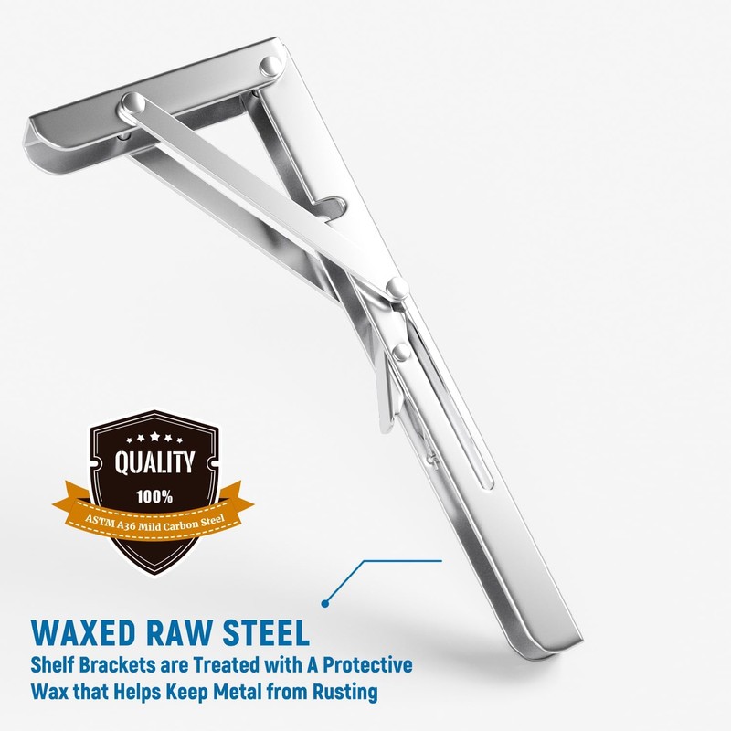 LEOPO 8 inch Folding Shelf Brackets-2 Pack Foldable Heavy Duty