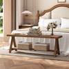 RowyPoey 51" Solid Wood Bench, Long Farmhouse Entryway Bench with