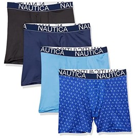 Nautica mens 4 Pack Micro Boxer Briefs, Black/Peacoat/Aero Blue/Anchor Print, Medium US