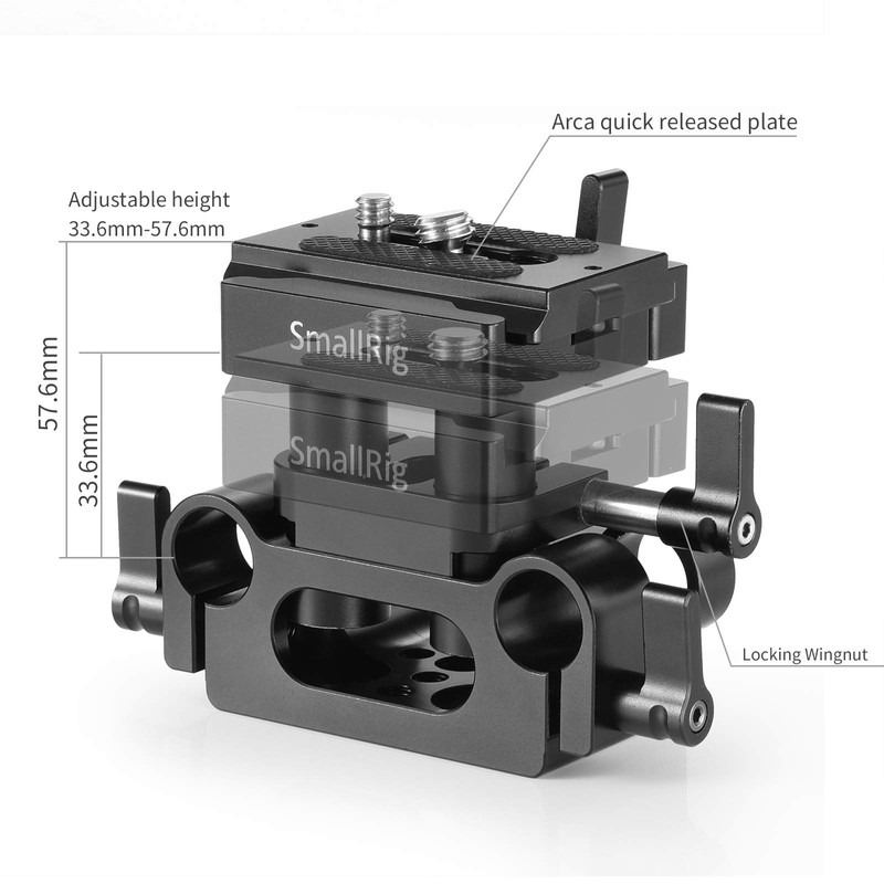 SmallRig 15mm Rod Support System Baseplate with Arca-Swiss QR Plate