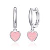 Philip Jones Rose Quartz Gemstone Heart Charm Hoop Earrings