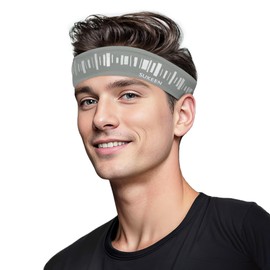 Sukeen Headbands for Men, Sweat Band Sweatbands Workout Headbands, Moisture Wicking Mens Headband, Reflective Sports Running Headband, Non Slip Cooling Headband for Gym, Fitness, Exercise, Dark Gray