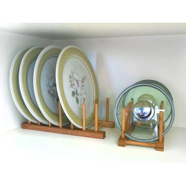 Woodquail Set of 2 Plate Rack, Pot Lid Cutting Boards Holders Stand, Made of Natural Bamboo