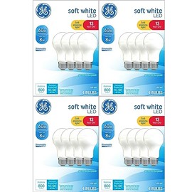 GE 16 Pack LED 60W Equivalent Soft White A19 2700K Light Bulbs, (Soft White, 16 Pack)