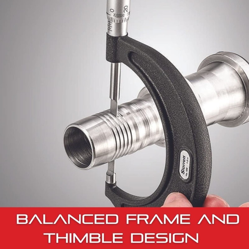 Starrett Outside Micrometer with One-Piece Spindle, Satin Chrome Finish and