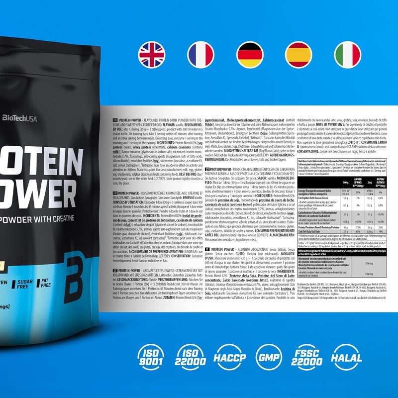 BioTechUSA Protein Power | High Protein, Sugar-Free, Lactose-Free, Gluten-Free |