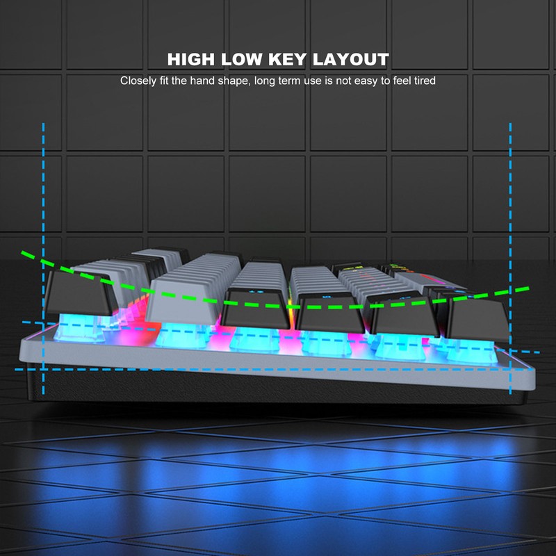 Mechanical Gaming Keyboard Multifunction 87 Keys Colorful Backlight USB Wired
