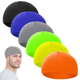 6 Pcs Men Cooling Skull Cap Helmet Liner Sweat Wicking Beanie Head Wrap Bicycle Cycling Running Hat (Stylish Style)