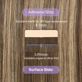DOORES Seamless Tape in Hair extensions Human Hair, Balayage Chocolate Brown to Caramel Blonde 16 Inch 50g/20pcs, Hand Tied Tape In Extensions