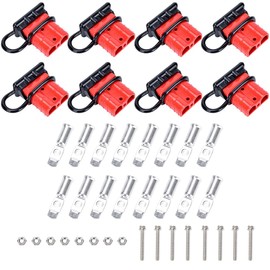 cnaodun 8 Pcs 6-10 Gauge Anderson Connector Plug 50A 12-36V Battery Quick Connector Red Battery Quick Disconnect Wire Harness Plug Kit for Winch Car Auto Trailer Driver Electrical Devices