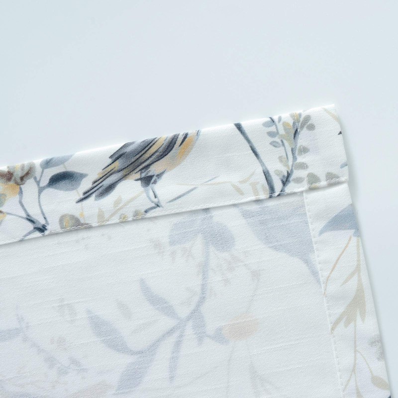 VOGOL Gray Birds Valance for Kitchen Windows Floral Print Window