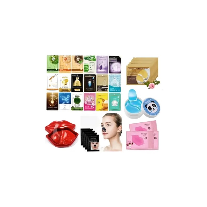 Kit 100 Pzas Mascarillas Faciales Parches Para Ojos Y Labios