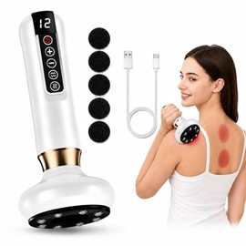 Cellulite Electric Massager, Anti Cellulite Massager with 12 Suction Levels & Heat Function, Electric Cupping Device, Gua Sha Massager for Abdomen, Waist, Back, Arms & Legs, White