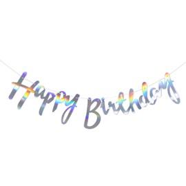 Regendeko Happy Birthday Glitter Garland Decoration Birthday Decoration Party Decorations (Hologram)