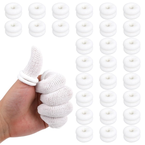 30Pcs Finger Bandage Elastic Breathable Cotton Finger Cots Tubular Fingertip